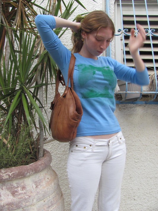 חולצת ארי ירוק על כחול